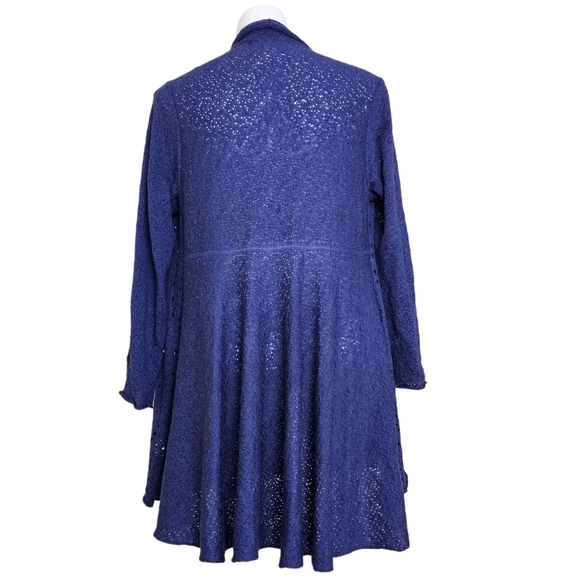 Eileen Fisher Open Knit Waterfall Merino Wool Purple Cardigan Women's Size Large - Picture 3 of 10